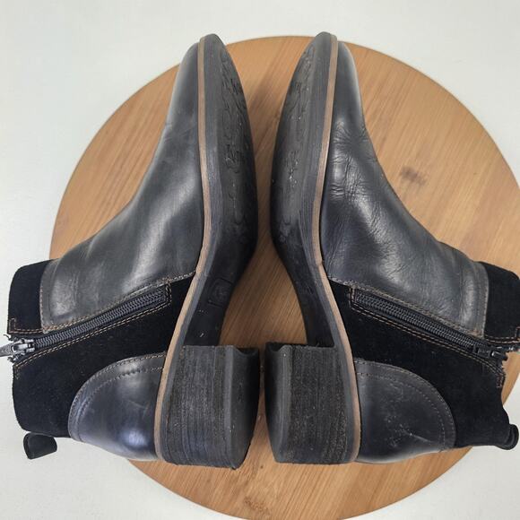 Korks Boots Womens Size 6.5 Black Leather Suede Ankle Chelsea Side Zip Q43803 - Picture 8 of 16